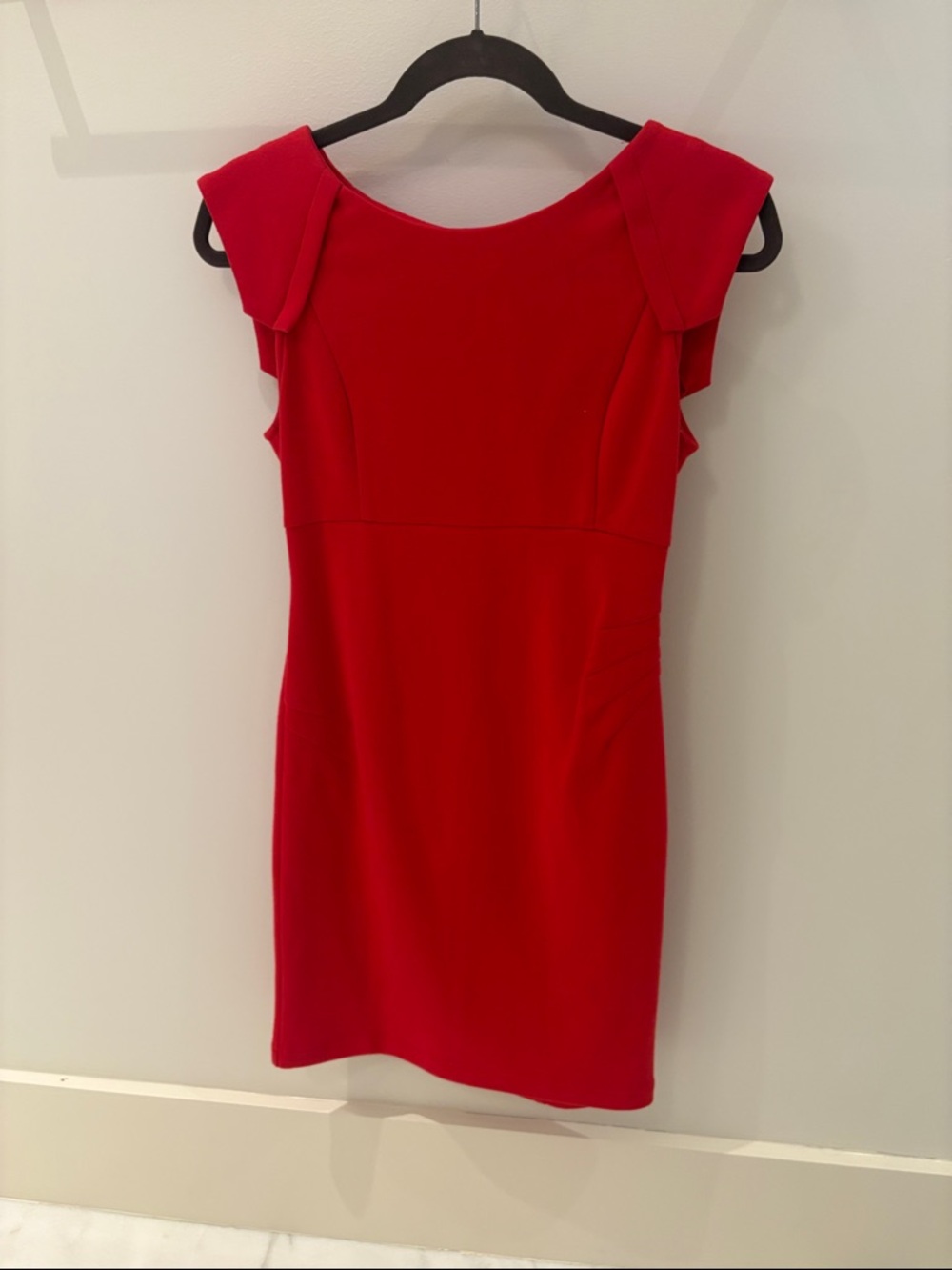 Plastic Island Red Cap-Sleeve Sheath Mini Dress